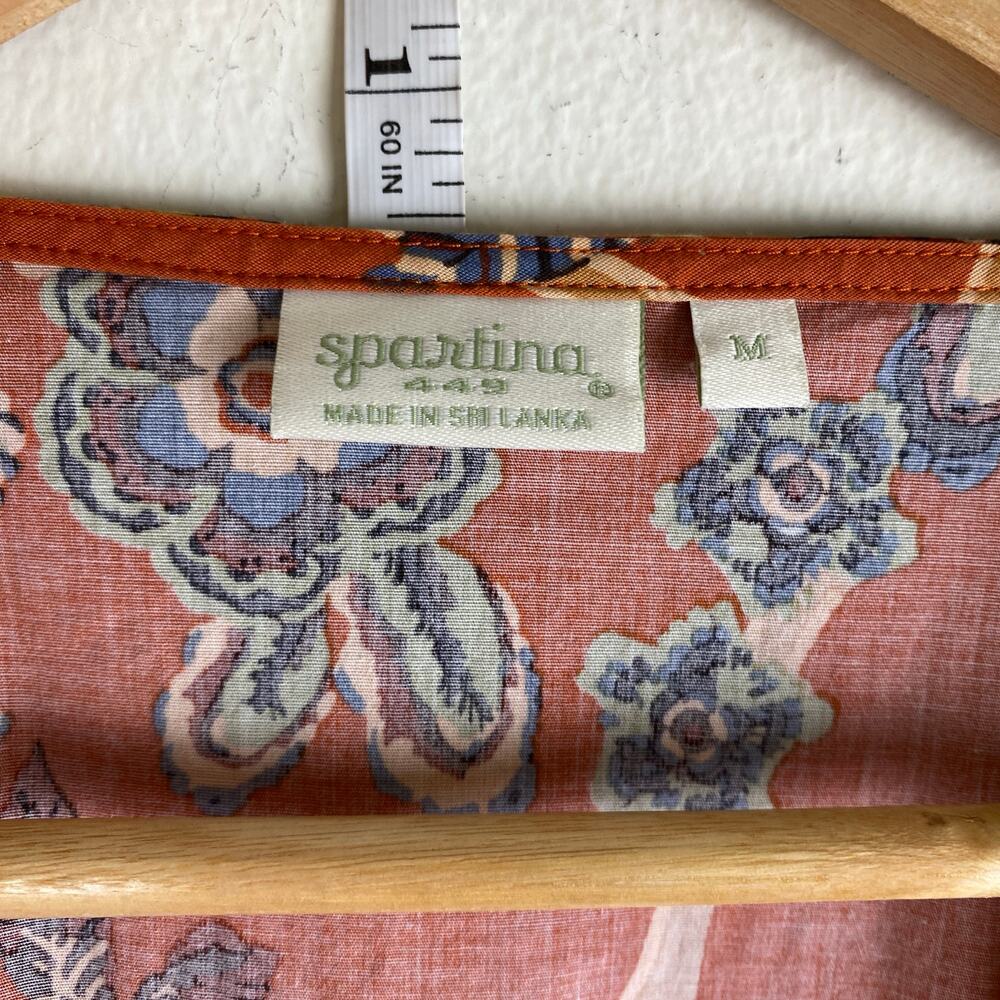 Spartina 449 Marcelle Blouse Floral Tree of Life Tomato Orange Size Medium Top - Picture 12 of 15